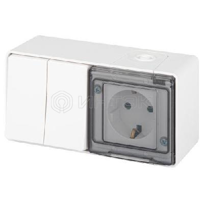 Блок розетка с выключателем Эксперт 11-7502-01 двойн. IP55 16A(10AX)-250В ОУ белый Эра Б0063270 изображение, фото