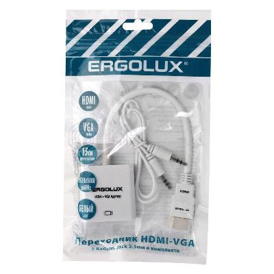 Переходник VGA-HDMI+AUX ELX-VA01P-HDMI комплект пластик пакет бел. Ergolux 15297 изображение, фото
