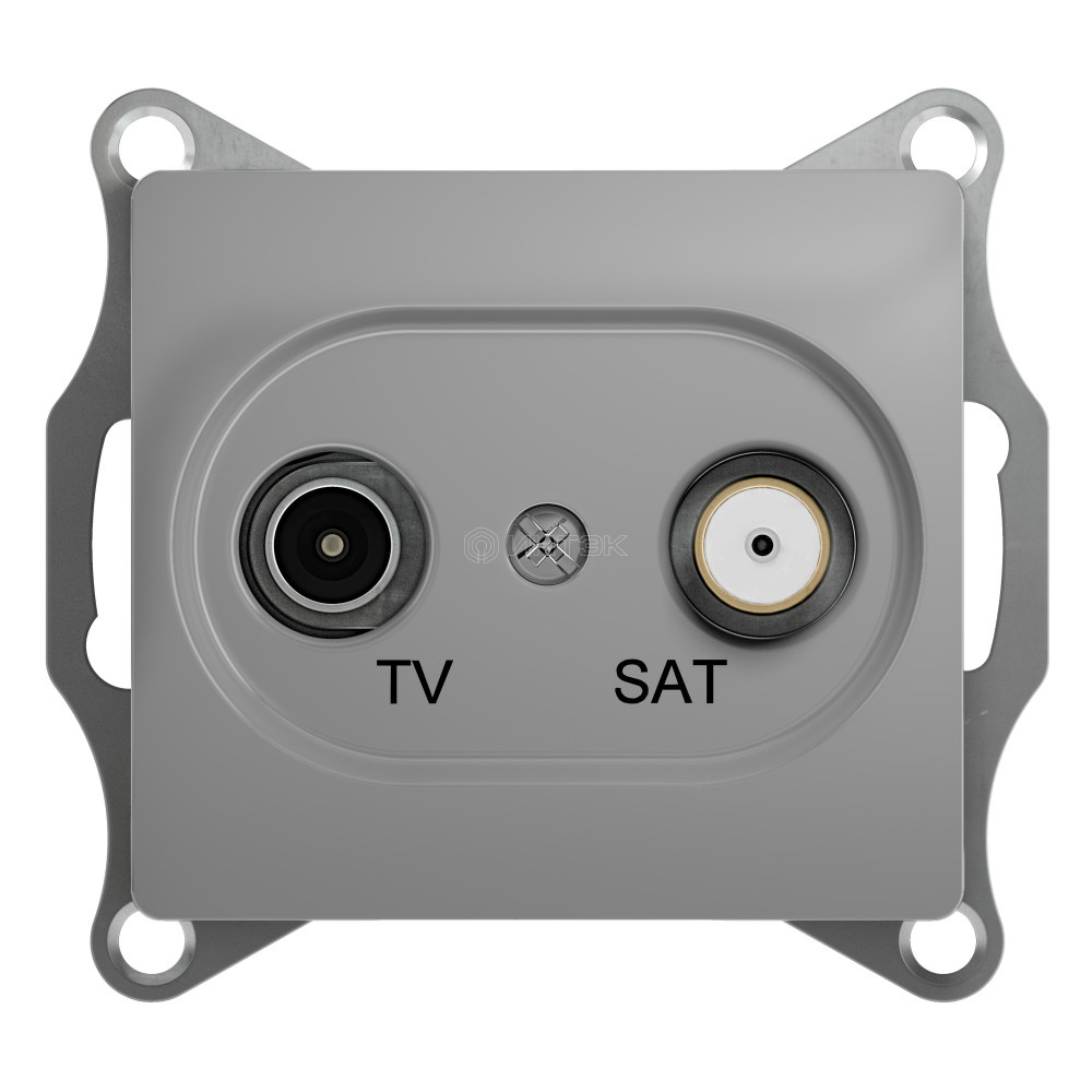 Розетка телевизионная оконечная TV/SAT 2-м СП Glossa 1дБ механизм алюм. Systeme Electric GSL000397 изображение, фото