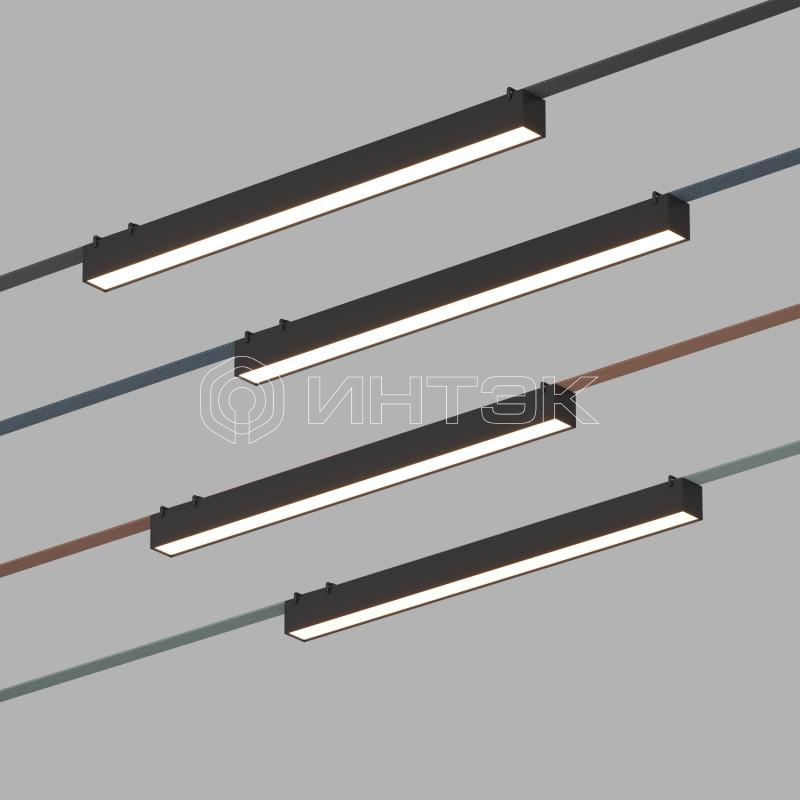Светильник для трека-ремня Belty Linear 24Вт 4000К IP20 48В DC 642х40х45мм RA90 120град. со светодиодом алюм. черн. DENKIRS 723168 изображение, фото