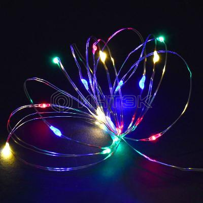 Гирлянда "Роса" 2м 20LED RGBY IP20 провод прозр. шнур 0.3м 2AA IEK LGDB500-3-020-02-T-B-20 изображение, фото