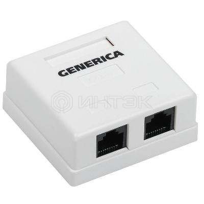 Розетка компьютерная 2-м ОП RJ45 кат.5E UTP GENERICA CS2-1C5EU-22-G изображение, фото