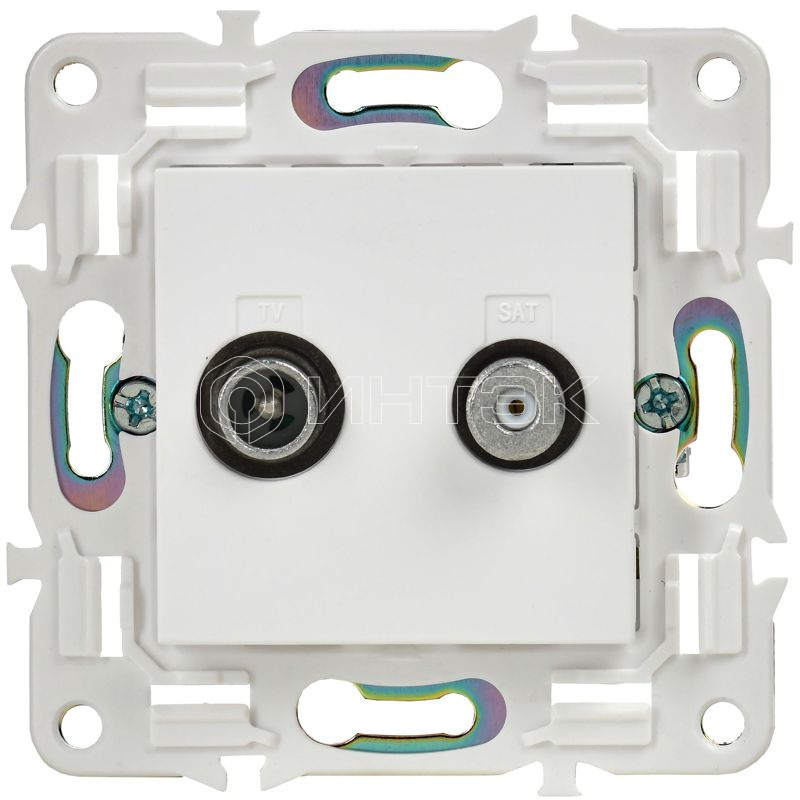 Розетка двойная TV+SAT SKANDY SK-A13W арктич. бел. IEK SK-AF20-O-K01 изображение, фото