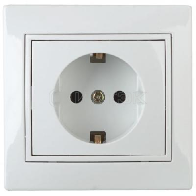 Розетка 1-м СП Plano 1-206-01 16А IP20 250В 2P+E Schuko защ. шторки бел. Intro Б0053923 изображение, фото