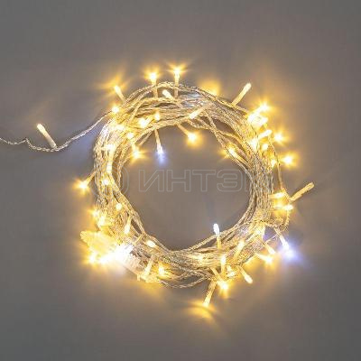 Гирлянда светодиодная "Нить" 10м 75LED тепл. бел. 1.7Вт 230В IP44 эффект мерцания провод прозр. Neon-Night 305-526 изображение, фото