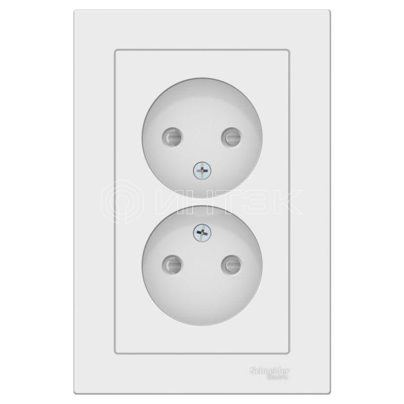 Розетка двойная AtlasDesign без заземл. со шторками16А в сборе лотос Systeme Electric ATN001322 изображение, фото