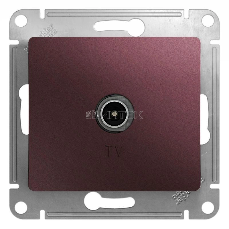 Розетка телевизионная оконечная TV Glossa 1дБ механизм баклажан. Systeme Electric GSL001191 изображение, фото