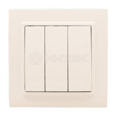 Выключатель 3-кл. СП Минск 10А IP20 беж. EKF ERV10-024-20 изображение, фото