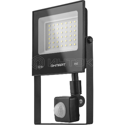 Прожектор светодиодный 90 687 OFL-02-50-6.5K-BL-IP65-LED 50Вт 6500К IP65 4000лм с датчиком движения черн. ОНЛАЙТ 90687 изображение, фото