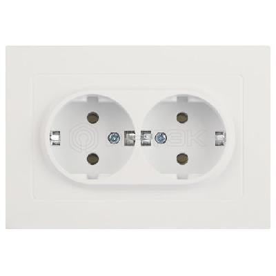 Розетка 2-м СП Accent 6-205-01М 16А IP20 250В 2P+E Schuko AL/CU бел. матов. Intro Б0063487 изображение, фото