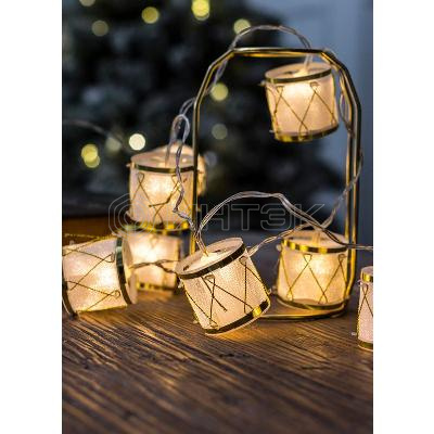 Гирлянда светодиодная "Барабаны" pvc 5х4см 10LED тепл. бел. 1.8+0.3м КОСМОС KOC_GIR-B117 изображение, фото