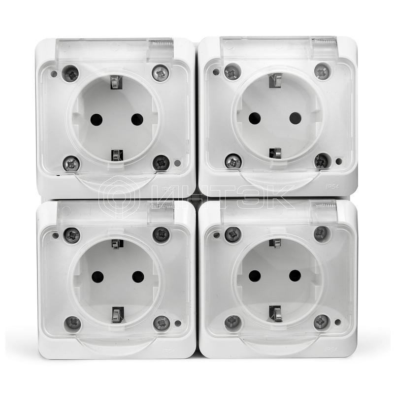 Розетка 4-м ОП Nix 16А IP54 250В с заземл. с прозр. крышкой бел. TOKOV ELECTRIC TKE-NX-R4Z-C01T-IP54 изображение, фото