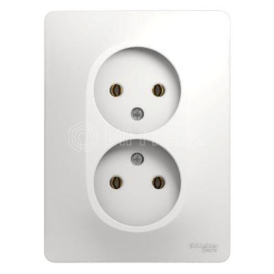 Розетка 2-м СП Glossa 16А IP20 без заземл. бел.  Systeme Electric GSL000120 изображение, фото