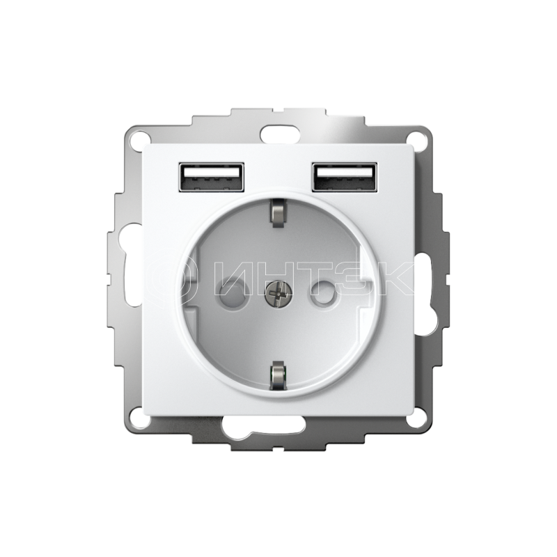 Розетка 1-м СП AtlasDesign 16А IP20 с 2-мя заряд. устройствами USB тип A+A 5В/2.4А 2х5В/1.2А механизм бел.  Systeme Electric ATN000130 изображение, фото