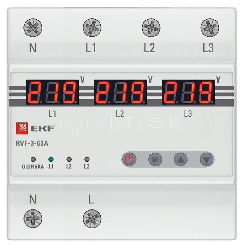 Реле выбора фаз с дисплеем RVF-3-63А PROxima EKF RVF-3-63a изображение, фото