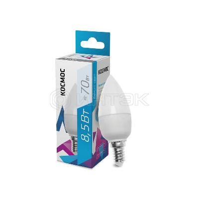 Лампа светодиодная 8.5Вт свеча 4500К бел. E14 220В КОСМОС LkecLED8.5wCNE1445 изображение, фото