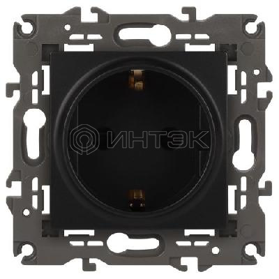 Розетка 1-м СП Эра Elegance 14-2102-05 16А IP20 16AX 250В 2P+E Schuko защ. шторки антрацит Эра Б0034276 изображение, фото