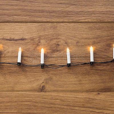 Гирлянда светодиодная "Свечи" 10м 50LED тепл. бел. 4Вт 220-240В IP20 провод ПВХ темн. зел. Neon-Night 303-085 изображение, фото
