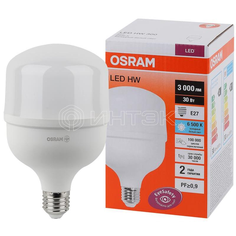 Лампа светодиодная высокомощная LED HW 30Вт T матовая 6500К холод. бел. E27 3000лм 140-265В угол пучка 200град. PF>/=09 (замена 300Вт) OSRAM 4058075576797 изображение, фото
