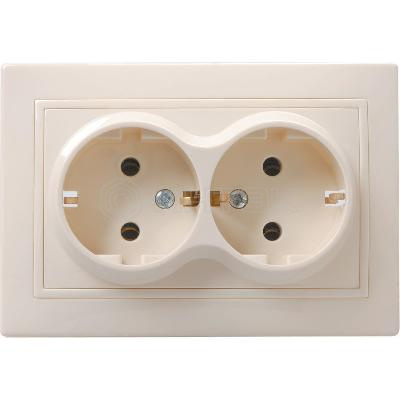 Розетка 2-м СП Кварта РС12-3-ККм 16А IP20 с заземл. без защ. шторок крем. GENERICA ERK24-K33-16-DM изображение, фото