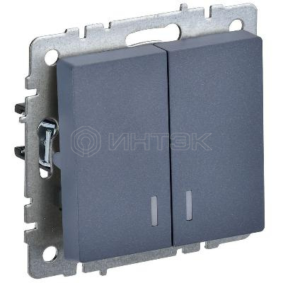 Выключатель 2-кл. СП BRITE ВС10-2-1-БрМ 10А с индик. механизм маренго IEK BR-V20-1-10-K35 изображение, фото
