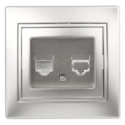 Розетка компьютерная 1-м СП Plano 1-303-03 RJ45 IP20 алюм. Intro Б0030086 изображение, фото