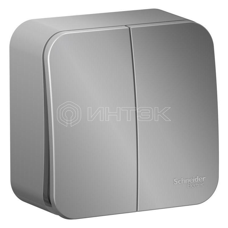 Выключатель 2-кл. ОП Blanca 10А IP20 (сх. 5) 250В с изолир. пластиной алюм.  Systeme Electric BLNVA105013 изображение, фото