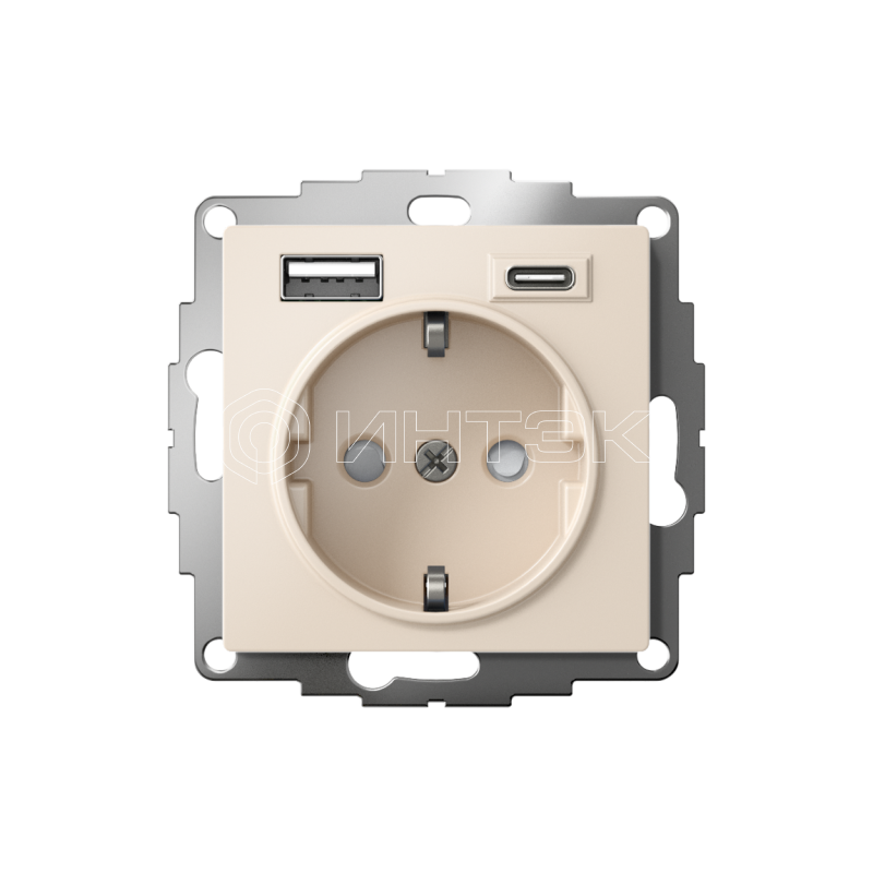 Розетка AtlasDesign 16А с 2-мя заряд. устройствами USB тип A+C 5В/2.4А 2х5В/1.2А механизм беж. Systeme Electric ATN000232 изображение, фото