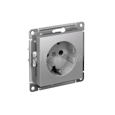 Розетка AtlasDesign 16А с заземл. быстрозажим. клем. механизм алюм.  Systeme Electric ATN000343S изображение, фото