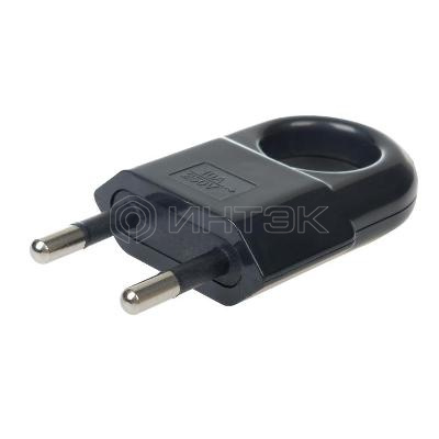 Вилка пластиковая прямая (евровилка CEE 7/16) б/з с кольцом 10А 250В IP20 черн. Duwi 30475 3 изображение, фото