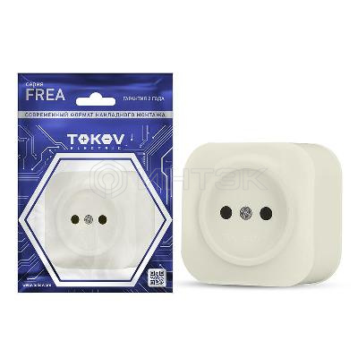 Розетка 1-м ОП Frea 16А IP20 250В без заземл. АБС-пластик беж. TOKOV ELECTRIC TKE-FR-R1-C02 изображение, фото