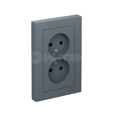 Розетка 2-м СП AtlasDesign 16А IP20 без заземл. в сборе грифель  Systeme Electric ATN000720 изображение, фото