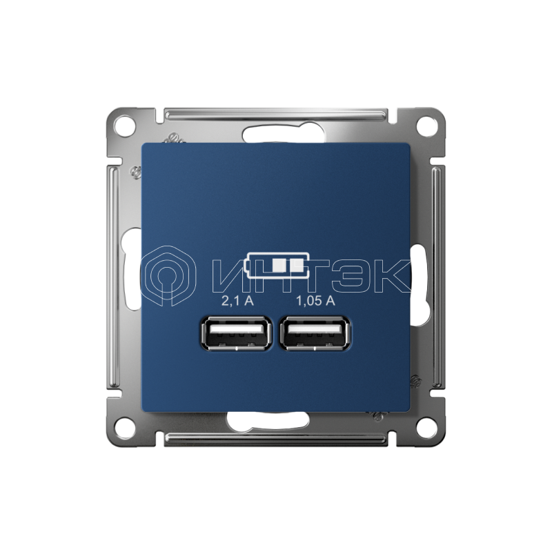 Розетка USB AtlasDesign тип A+A 5В/2.1А 2х5В/1.05А механизм аквамарин Systeme Electric ATN001133 изображение, фото