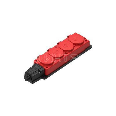 Колодка удлинителя 4-м 16А IP44 MultiSet 2P+E 250В каучук красн. Systeme Electric MST4124RD изображение, фото