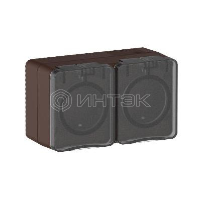 Розетка 2-м ОП AtlasDesign PROFI 16А IP54 заземл. защ. шторки корич. Systeme Electric ATN546026 изображение, фото