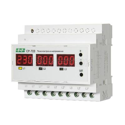 Реле контроля напряжения CP-723 (трехфазное; два режима работы - три однофазных реле или трехфазное реле напряжения; монтаж на DIN-рейке; 100…450 AC 3NO 3х63А) F&F EA04.009.015 изображение, фото