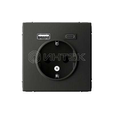 Розетка ArtGallery 16А с 2-мя заряд. устройствами USB A+C 5В/2.4А/3А 2х5В/1.5А механизм базальт Systeme Electric GAL001432 изображение, фото