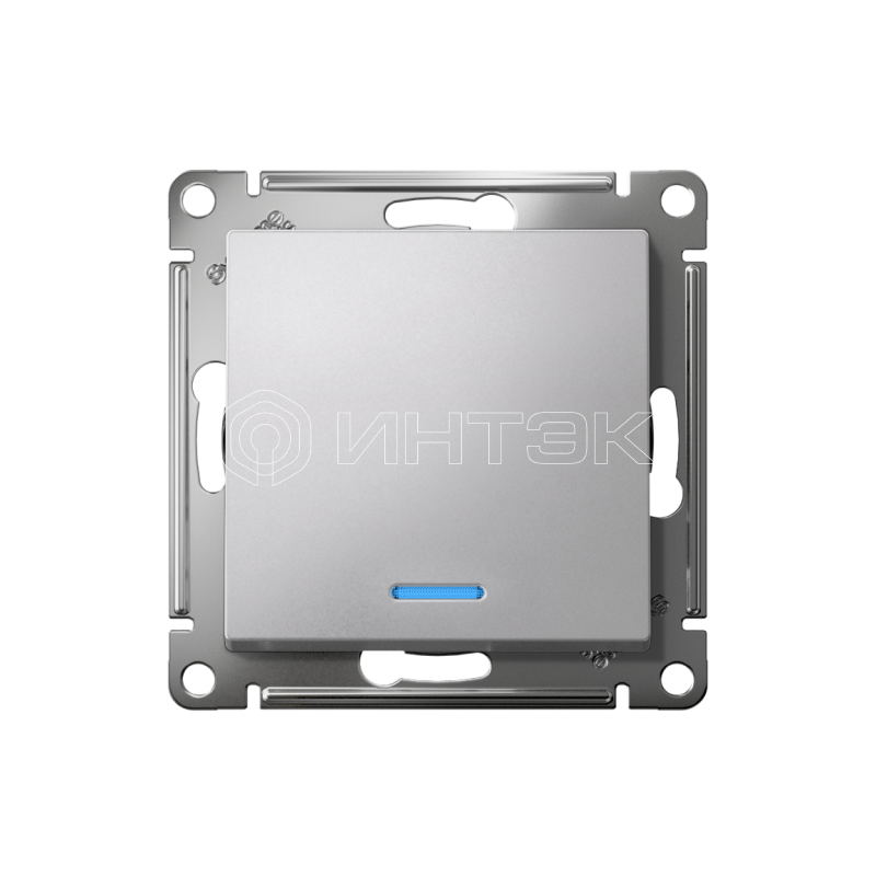 Выключатель 1-кл. СП AtlasDesign 10А IP20 (сх. 1а) 10AX с подсветкой механизм алюм.  Systeme Electric ATN000313 изображение, фото