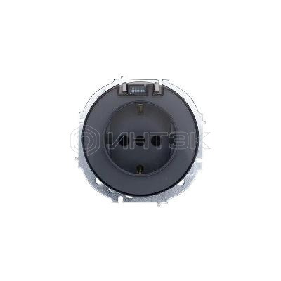 Розетка 1-м СП O Systeme ElectricN с заземл. с крышкой ПБТ механизм сер. матов. LEZARD 743-7488-123B изображение, фото