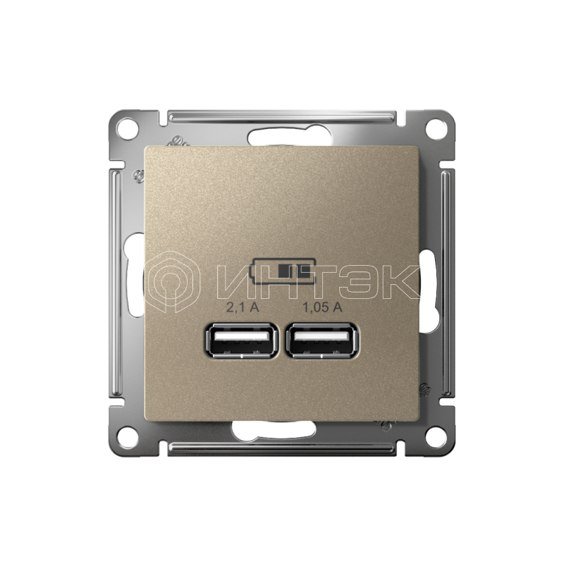 Розетка USB AtlasDesign тип A+A 5В 1х2.1А 2х1.05А механизм шампань Systeme Electric ATN000533 изображение, фото