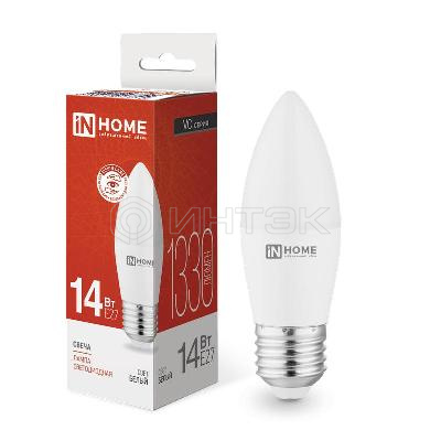 Лампа светодиодная LED-СВЕЧА-VC 14Вт E27 4000К 1330лм IN HOME 4690612047744 изображение, фото