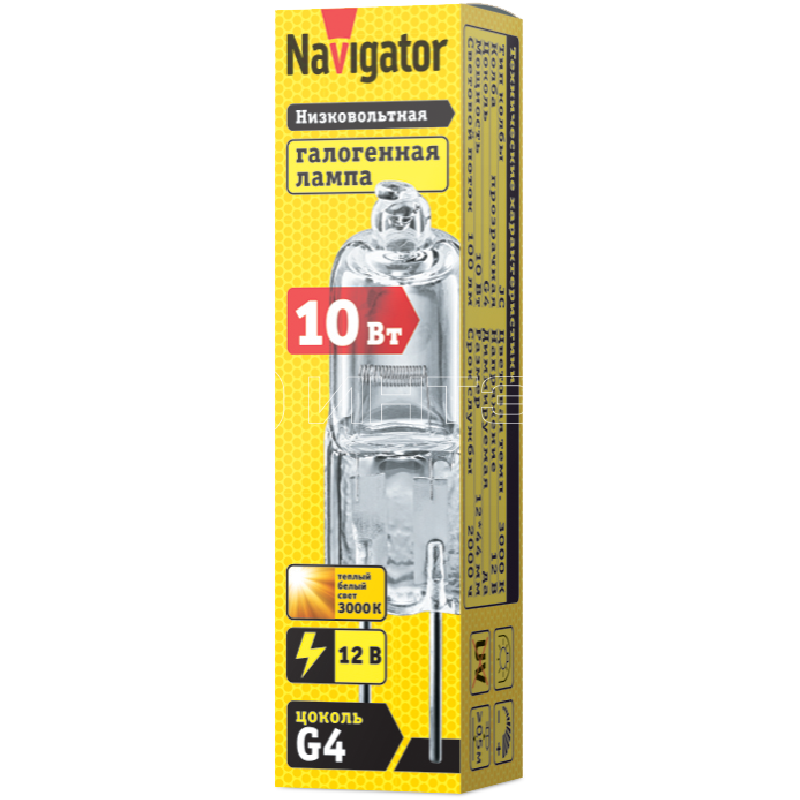 Лампа галогенная 94 209 JC 10Вт clear G4 12В 2000h Navigator 94209 изображение, фото