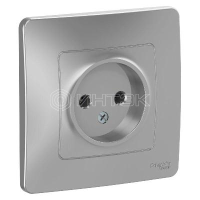 Розетка 1-м СП Blanca 16А IP20 250В без заземл. без защ. шторок алюм.  Systeme Electric BLNRS000013 изображение, фото