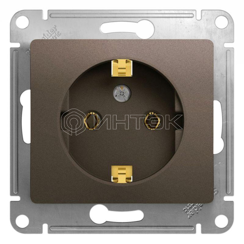 Розетка 1-м СП 1мод. Glossa 16А IP20 с заземл. механизм шоколад  Systeme Electric GSL000843 изображение, фото