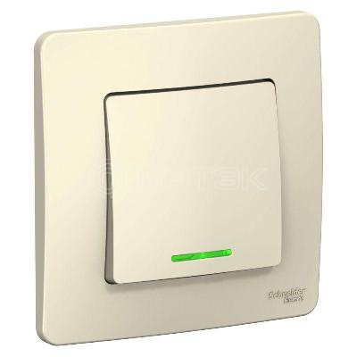 Выключатель 1-кл. СП Blanca 6А IP20 (сх. 1) 250В с подсветкой молочн. Systeme Electric BLNVS006112 изображение, фото