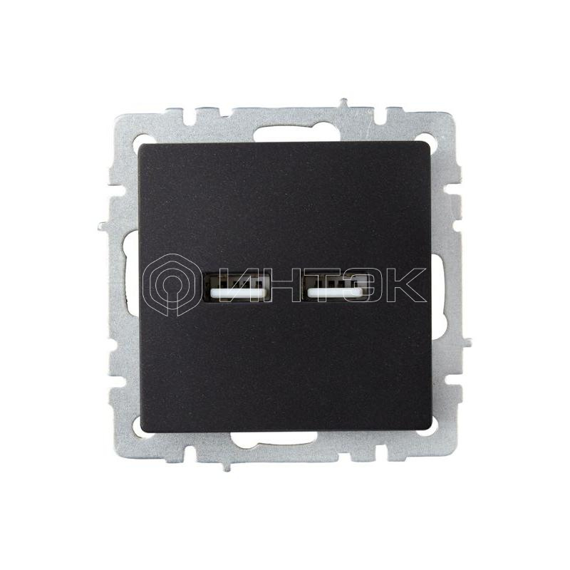 Розетка BRITE USB A+A 3.1А РЮ10-1-БрЧ механизм черн. IEK BR-U21-D31-K02 изображение, фото