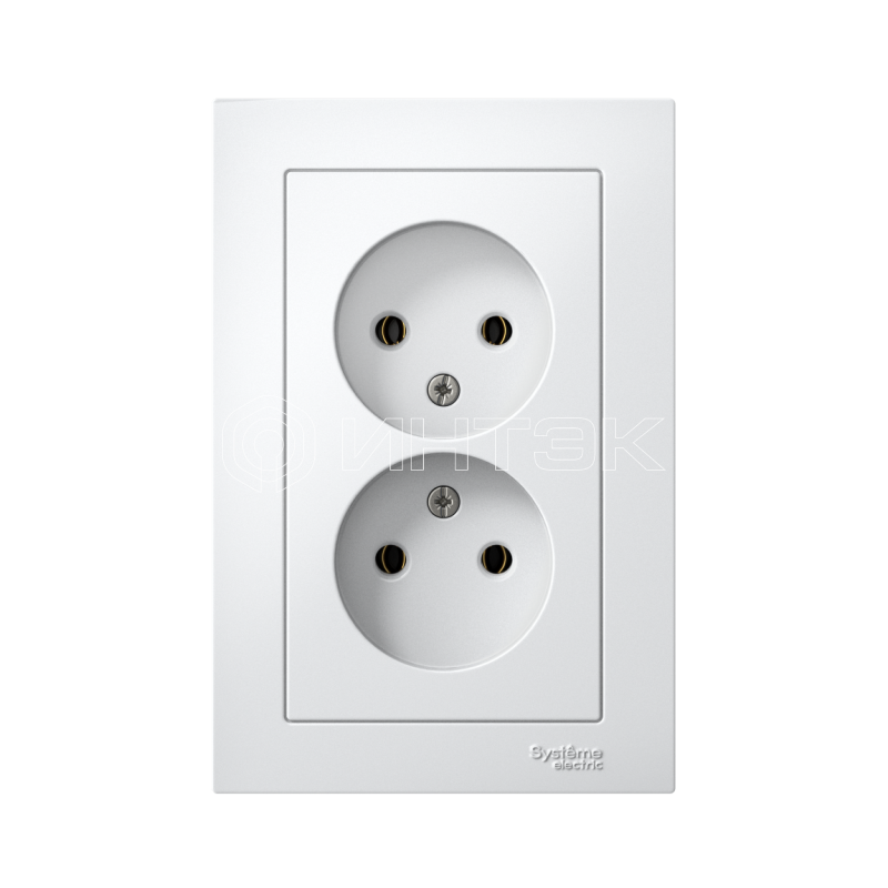 Розетка 2-м СП AtlasDesign 16А IP20 без заземл. в сборе бел.  Systeme Electric ATN000120 изображение, фото