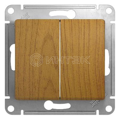 Выключатель 2-кл. СП Glossa 10А IP20 (сх. 5) 10AX механизм дерево дуб  Systeme Electric GSL000551 изображение, фото
