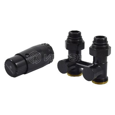 Комплект узла нижнего подкл SCHLOSSER прямой STANDARD 3/4quot; (Ral 9005) с термогол. М30х1,5, ниппеля 1/2quot;Х3/4quot; изображение, фото
