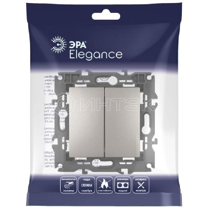 Выключатель 2-кл. Elegance 14-1104-16 250В 10АХ титан Эра Б0065803 изображение, фото